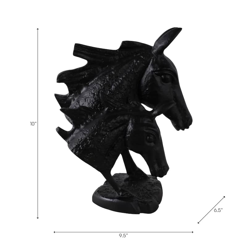 Horse and Foal Sculpture for Home Decor - 10", Black - 10.0"