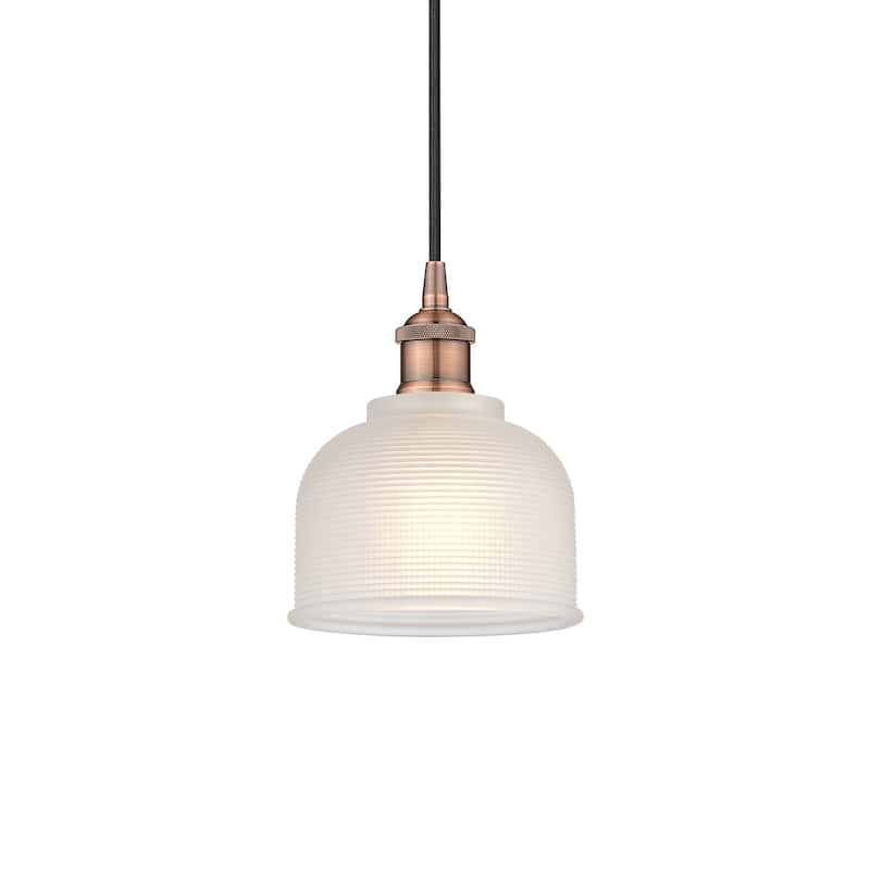 Innovations Lighting 616-1P-9-6 Dayton Pendant Dayton 6" Wide Mini - Antique Copper / White