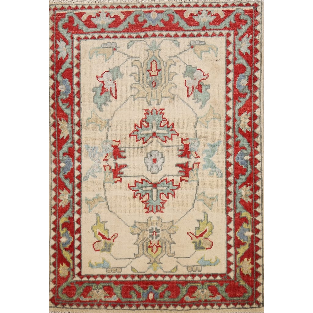 Geometric Kazak Accent Rug Handmade Wool Carpet - 2'0" x 3'0"