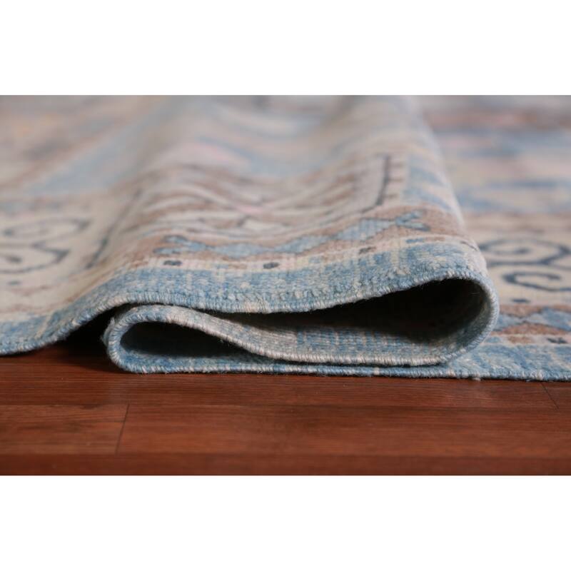 Hand Knotted Oriental 100% Wool Carpet Transitional All-Over Navy Blue & Blues Oushak Area Rug - 11' 0'' X 8' 4''