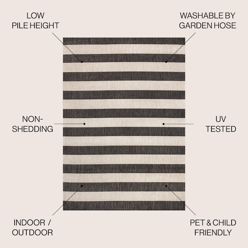 JONATHAN Y Vinales Two-Tone Wide Stripe Indoor/Outdoor Area Rug