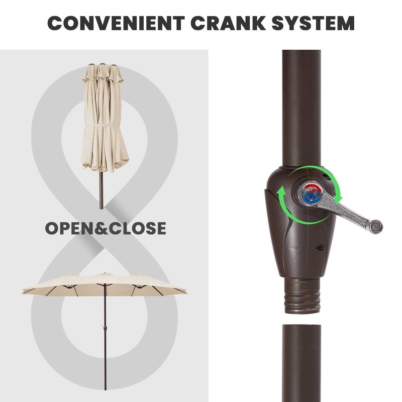 15ft Steel Navy No Tilt Market Patio Umbrella without Base