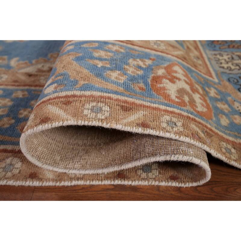 Blue Tabriz Persian Vintage Rug Hand-Knotted Wool Carpet - 9'3" x 12'11"