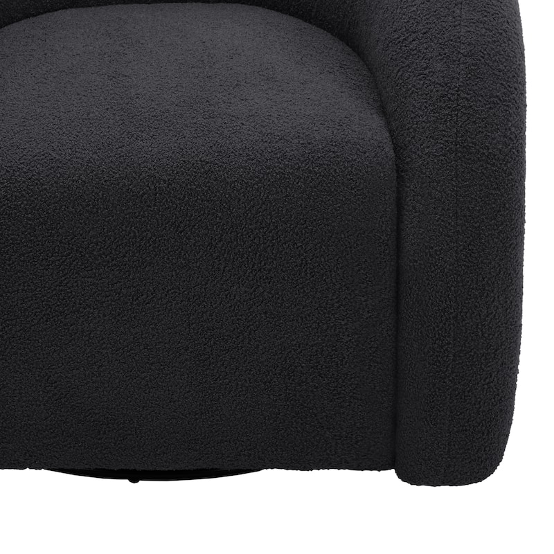 Modern Upholstered Swivel 360 degree Rotation Boucle Barrel Chair