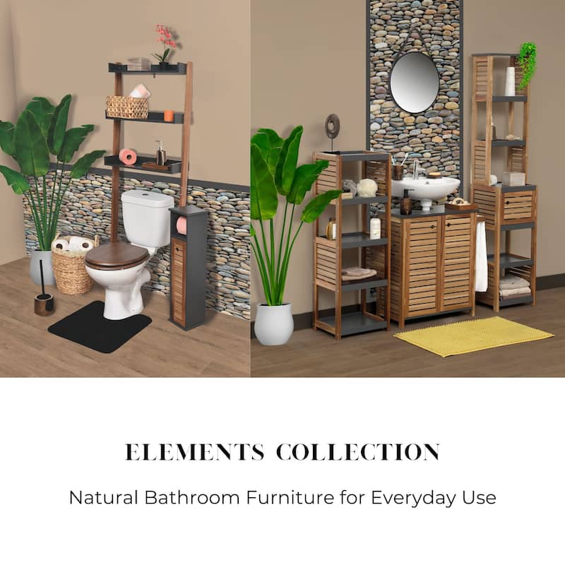 Compact Bathroom Storage Cabinet with Open Shelves - 14.5"L x 11 3/4"W x 32 6/8"H