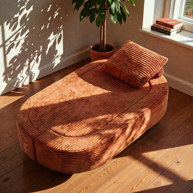 78.7 Inch Convertible Floor Sofa Bed, Folding Corduroy Loveseat Sleeper Couch for Apartment and Guest Room