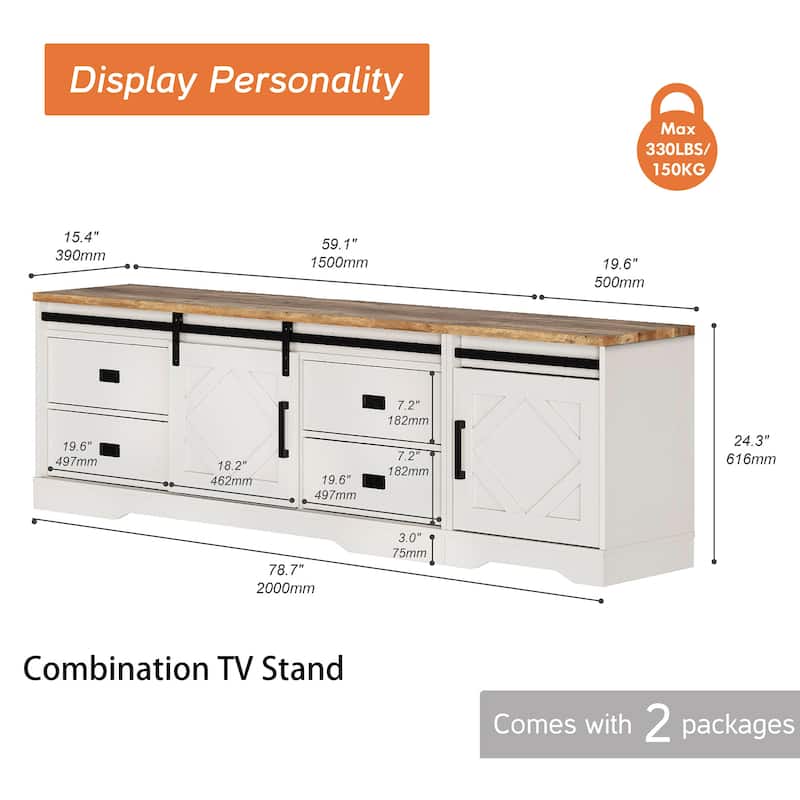 Modern Farmhouse TV Stand for up to 85" 110" 140" TVs