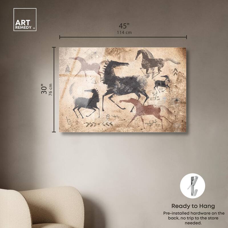 Cave Drawing Horses Acrylic by Art Remedy, Ready to Hang