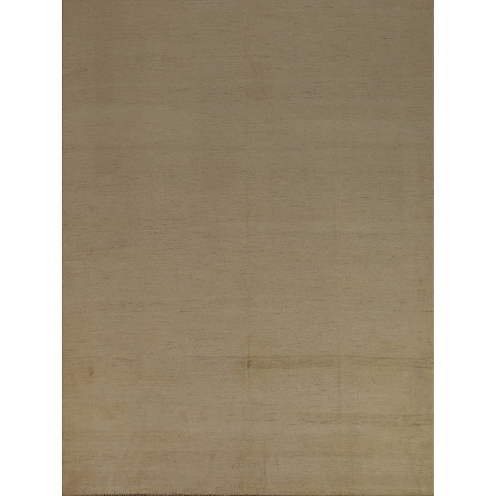 Muted Gabbeh Oriental Area Rug Hand-Knotted Wool Carpet - 8'1" x 9'10"