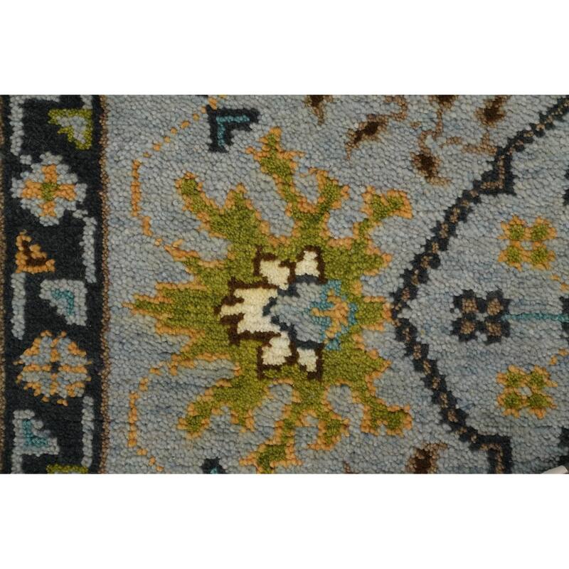Hand Knotted Oriental 100% Wool Carpet Transitional All-Over Greys & Charcoal Oushak Runner Rug - 7' 11'' X 2' 6''