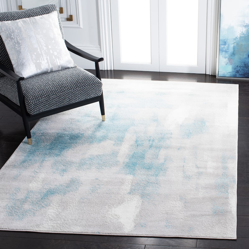 SAFAVIEH Skyler Kenzie Modern Abstract Watercolor Rug - 4' x 6' - Grey/Blue