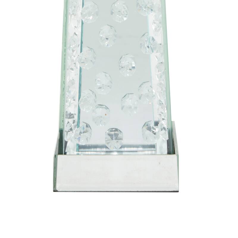 Glass Pillar Candle Holder with Floating Crystals