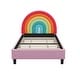 preview thumbnail 5 of 6, Rainbow Upholstered Twin Platform Bed, Princess Bed for Kids & Teens, Colorful & Pink