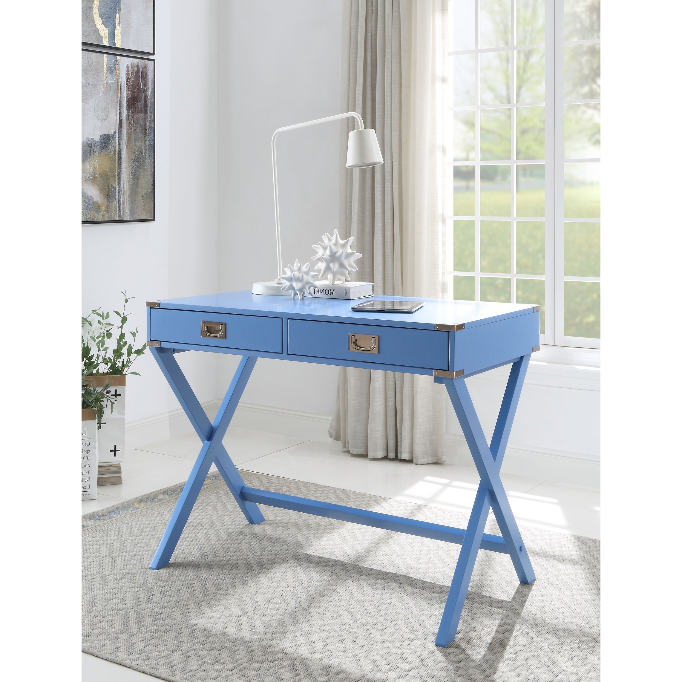 Stichter Blue Writing Desk with 2 Drawers