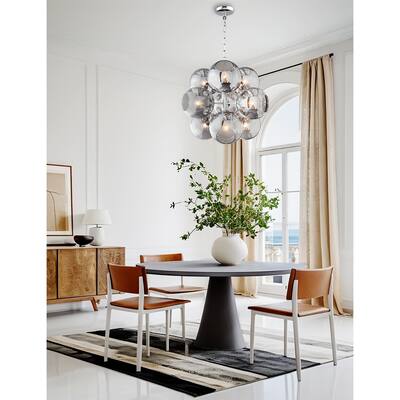 9 - Light Sputnik Sphere Chandelier Modern Smoked Glass Globe Lamp - N/A