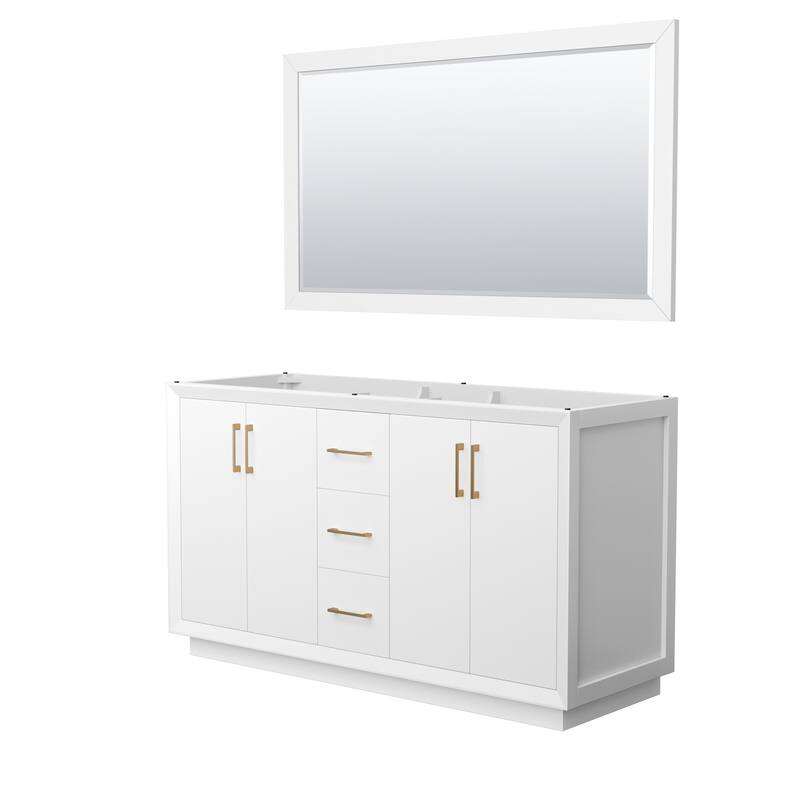 Wyndham Collection WCF414160D-CXSXX-M58 Strada 59" Double Free - White / Satin Bronze Hardware