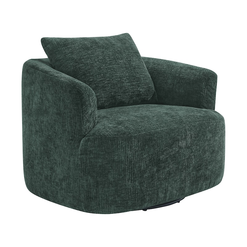 Chenille Swivel Accent Chair with Pillow