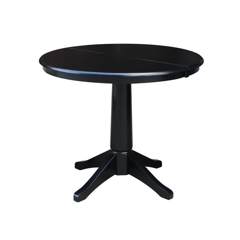 36" Round Top Dining Table with 12" Leaf - Black - Dining Height