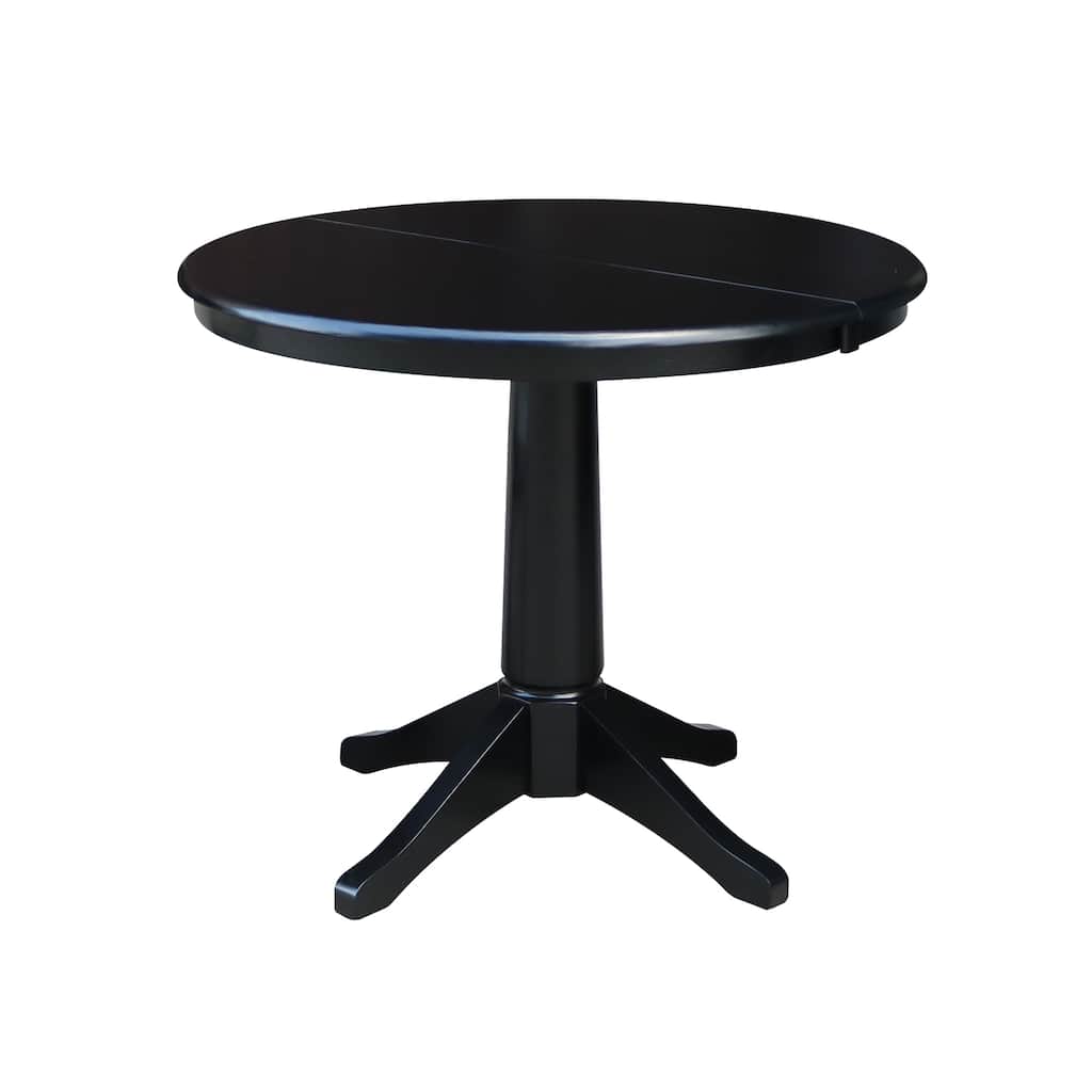 36" Round Top Dining Table with 12" Leaf - Black