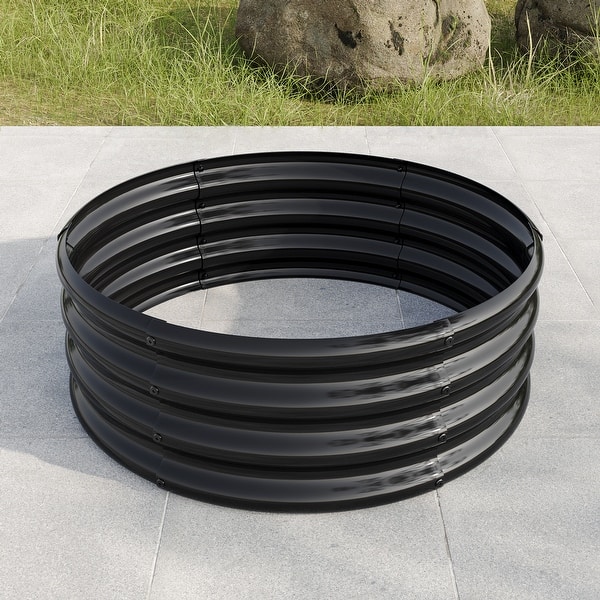 Open Bottom Planter Box Round Galvanized Planter Pot Outdoor Garden Planter  Box, Metal Raised Beds for Vegetables Flowers - Bed Bath & Beyond - 38343273