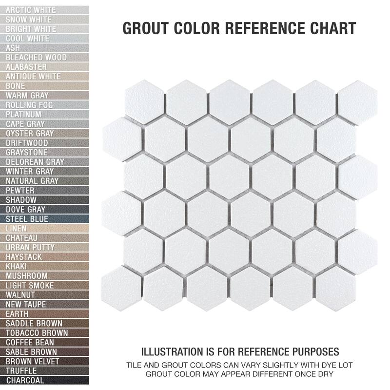 Merola Tile Hudson Due 2" Hex Crystalline White 10-7/8" x 12-5/8" Porcelain Floor and Wall Tile