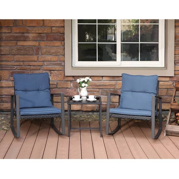 COSIEST Outdoor Bistro Rocking Chair Set with Cushions - On Sale - Bed ...