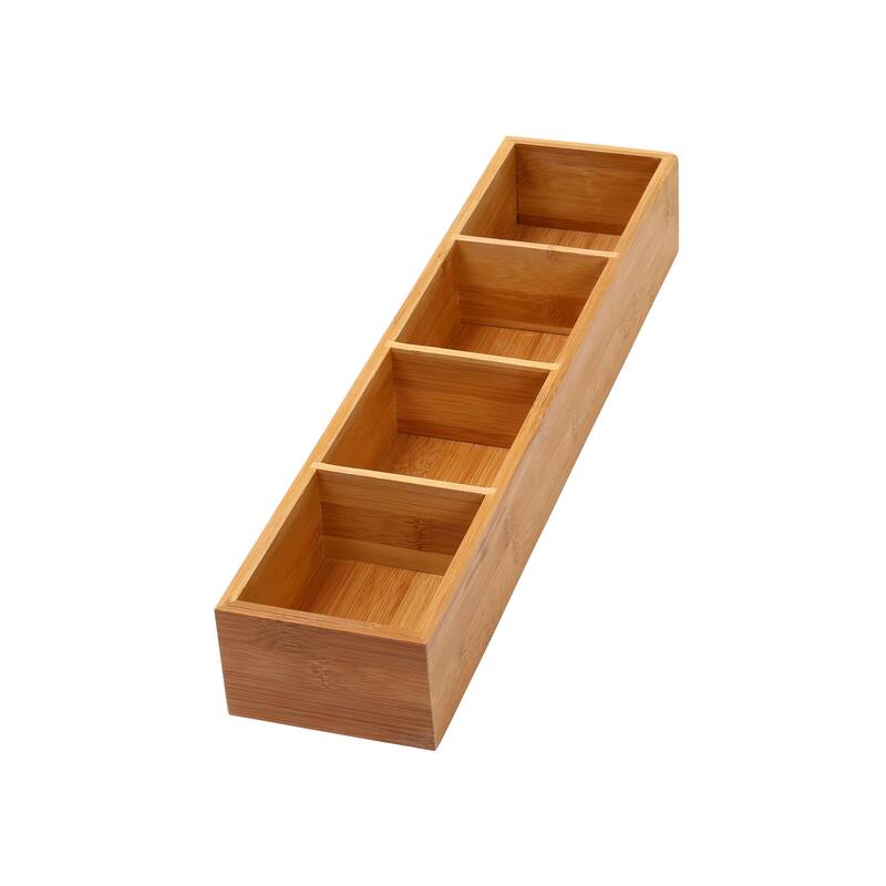 YBM HOME Bamboo 4 Compartment Organizer Tray for Drawers - 4 Compartment