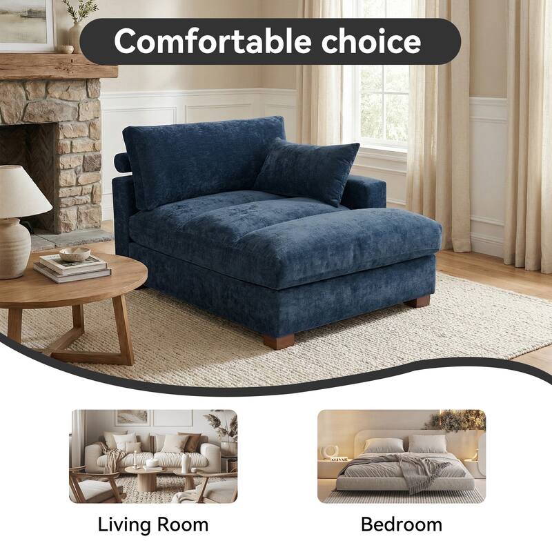 42"W Chenille Upholstered Chaise Lounge