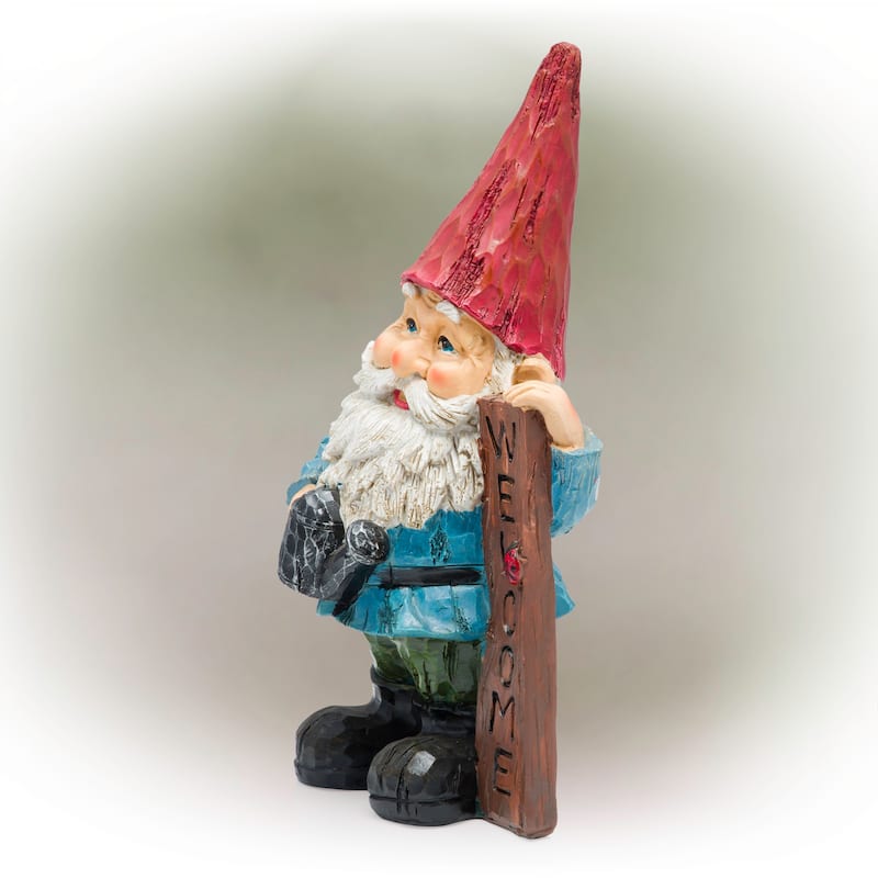 Gnome Folding Hands Looking Up Garden Statue