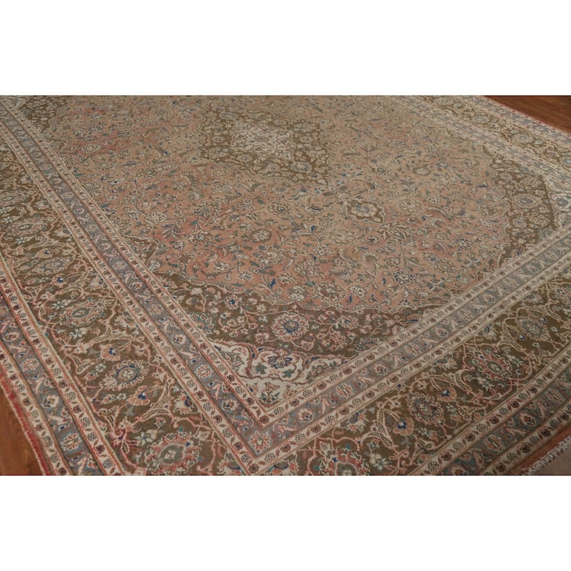 Traditional Mashad Persian Area Rug Hand-Knotted Wool Carpet - 9'10" x 11'11"