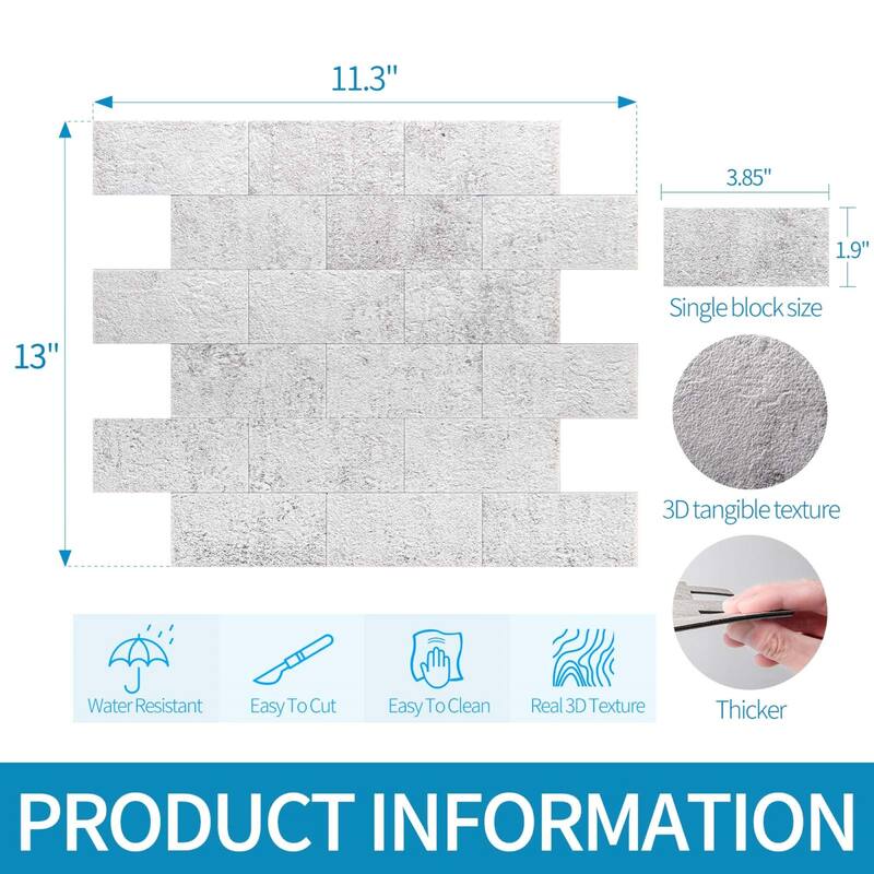 Art3d 10-Pack Peel and Stick Backsplash Tile for Kitchen Bathroom Fireplace Vanitity, Self-Adhesive Subway Wall Tile