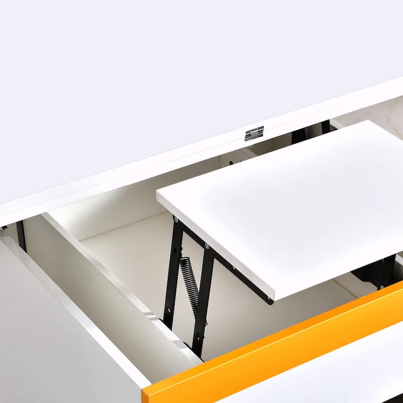 Lift-Top Coffee Table with 4 Storage Stools