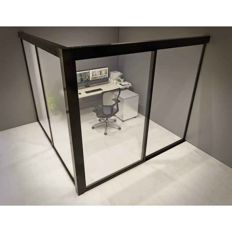 2 Sliding Clear Glass Panels, Office Entrance Kit, Fast Setup, Quality, Smart Design