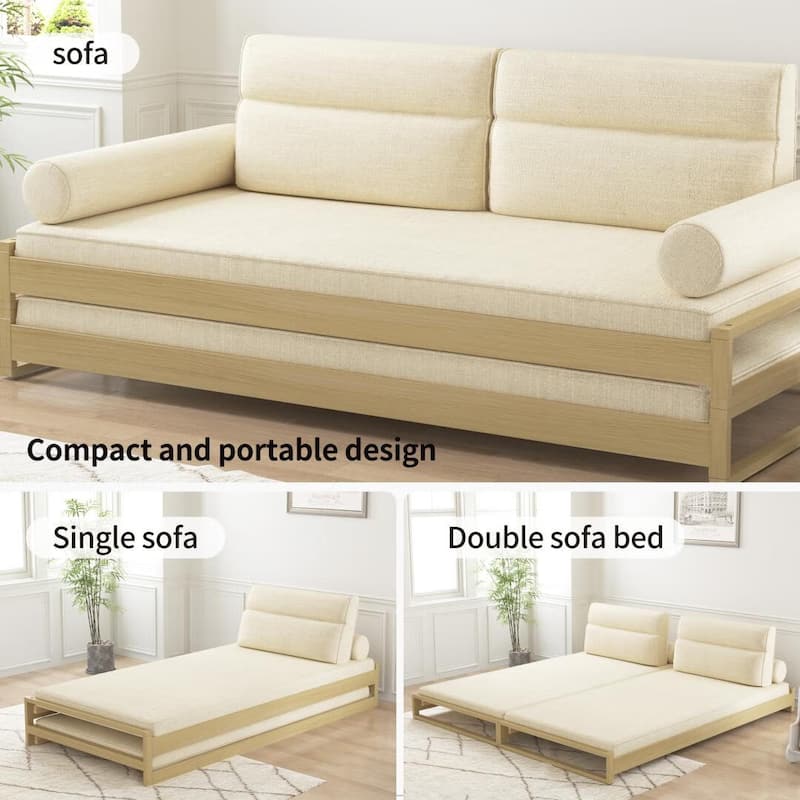 82.67in. stackable sofa bed, removable and washable cotton-linen fabric