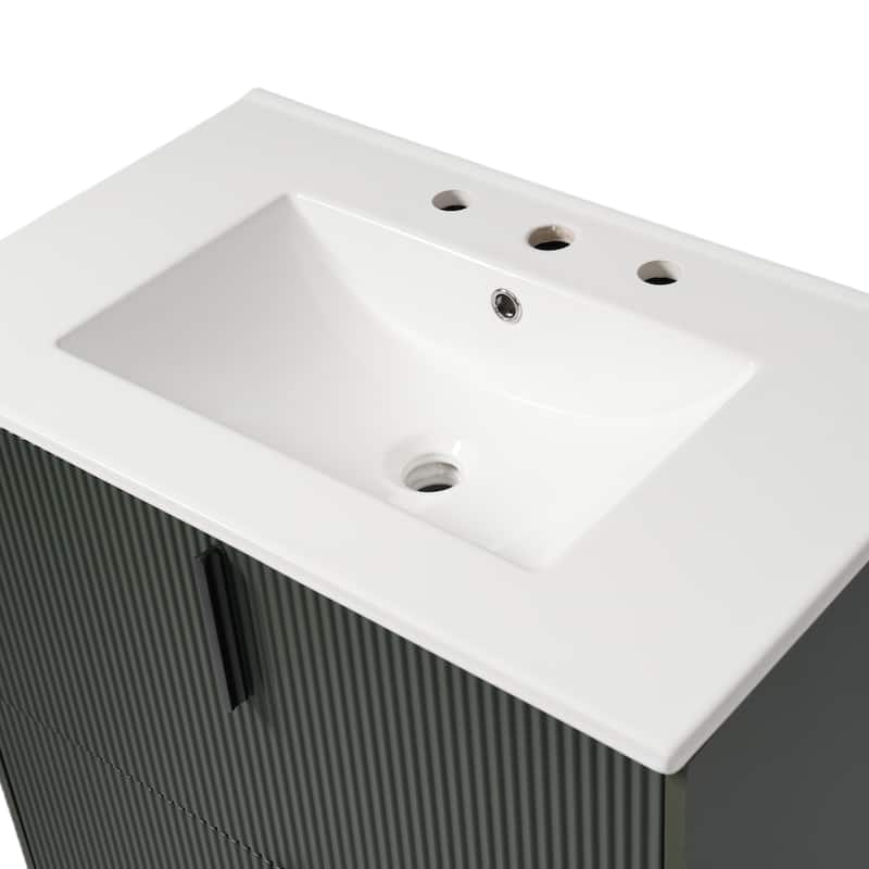 Bathroom Vanity with Ceramic Sink and Drawers