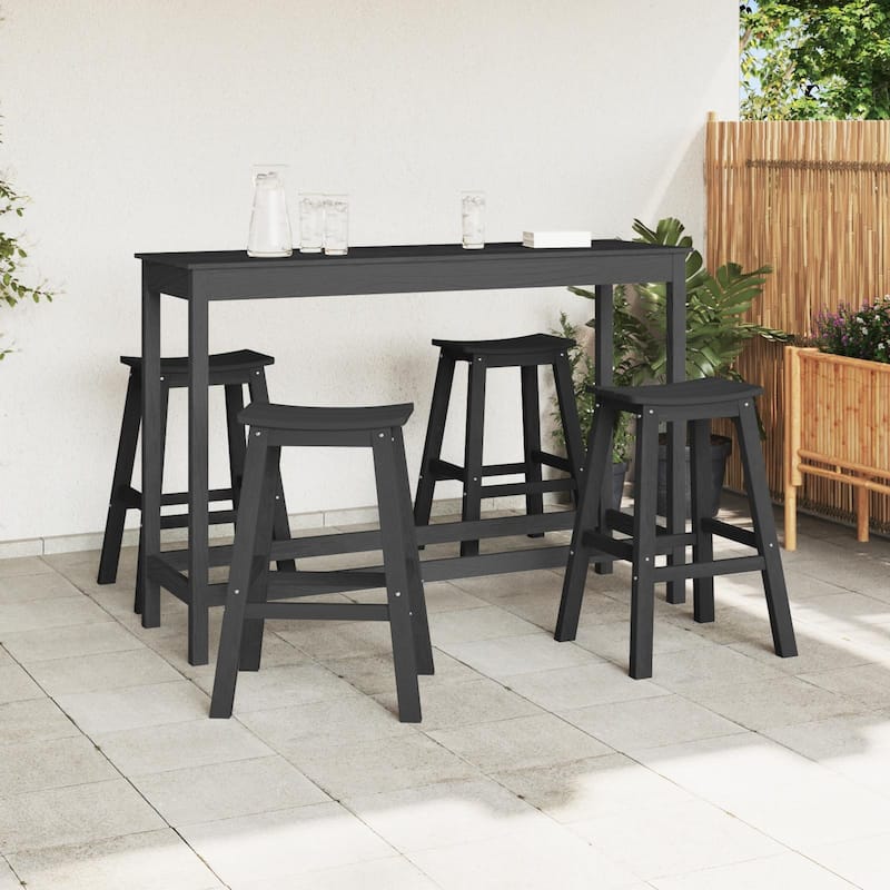 vidaXL 3/4 Piece Garden Bar Set Black HDPE
