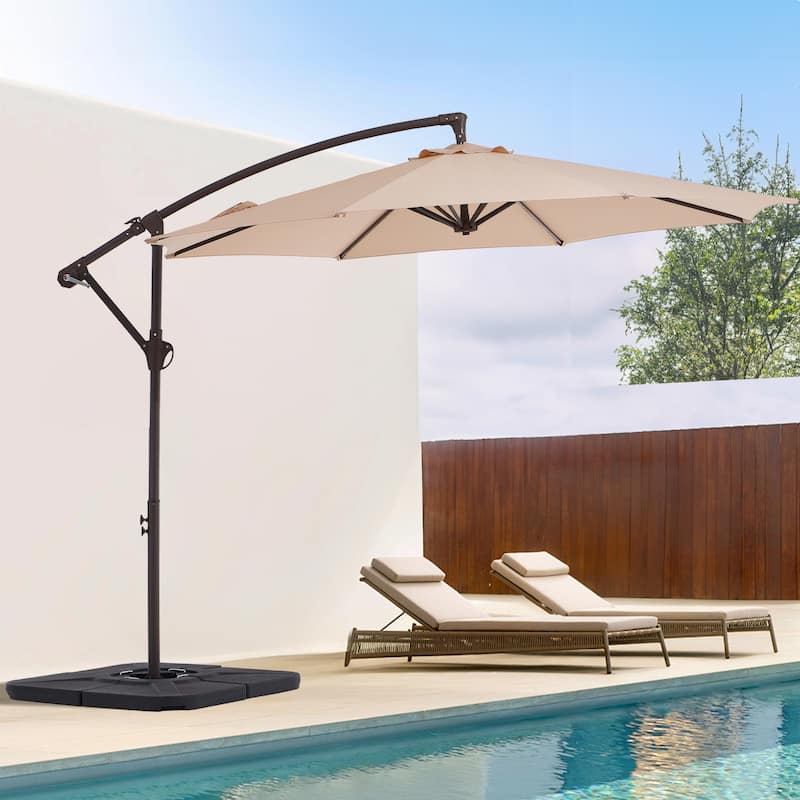 10ft Steel Crank Lift Hanging Offset Cantilever Umbrella