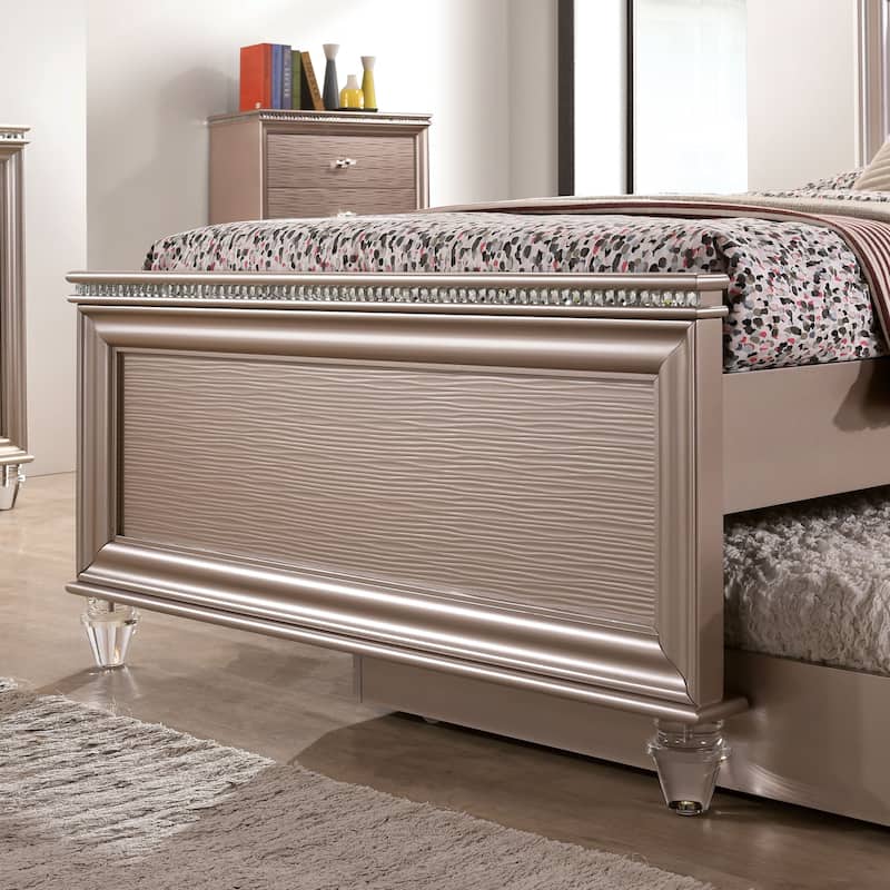Ving Glam Wood LED Light Youth Panel Bed with Trundle by Furniture of America