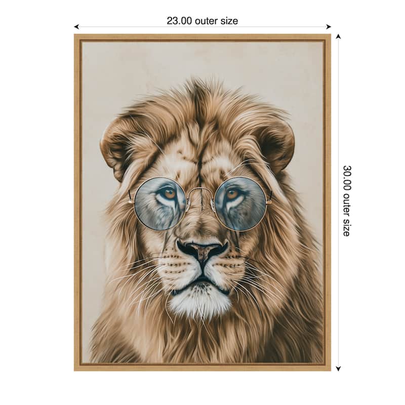Cool Cat by Mowzu Framed Canvas Wall Art - 23 x 30 in