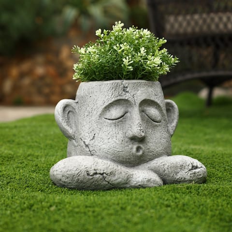 Grey MgO Whistling Head Bust Planter
