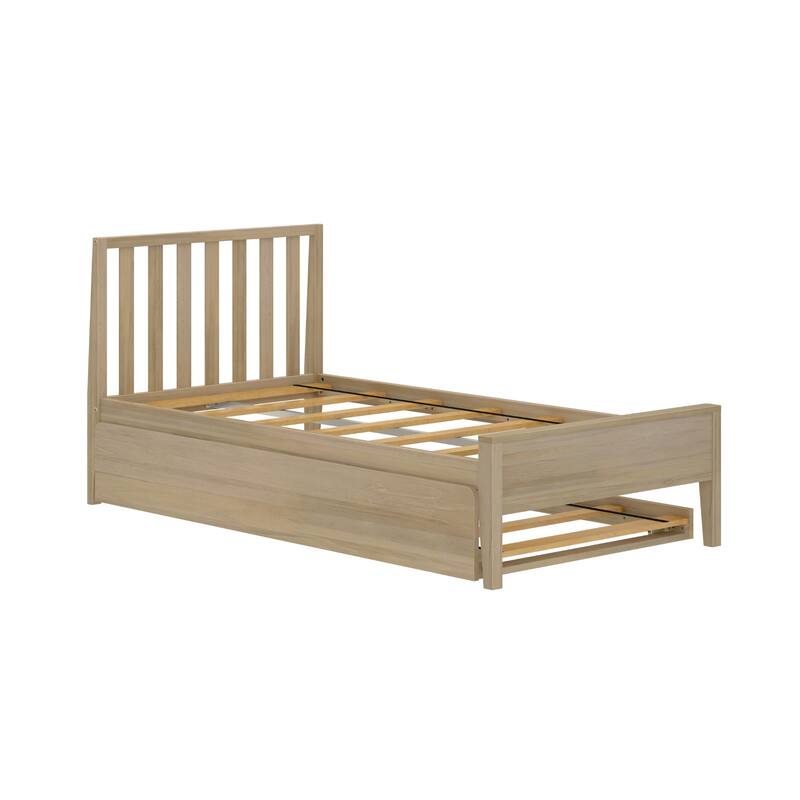 Max and Lily Twin-Size Bed with Slatted Headboard and Trundle