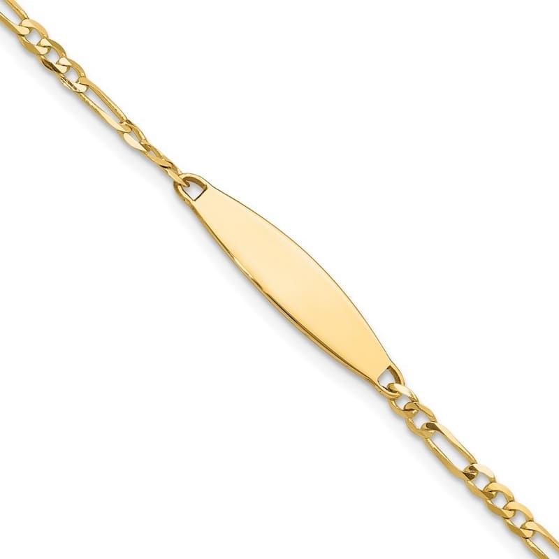 Curata 14k Yellow Gold 4.5mm Figaro Link ID Bracelet Options: 7" 8"