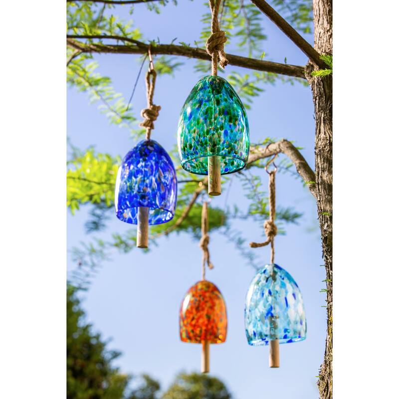 Art Glass Speckle Light Blue Bell Chime