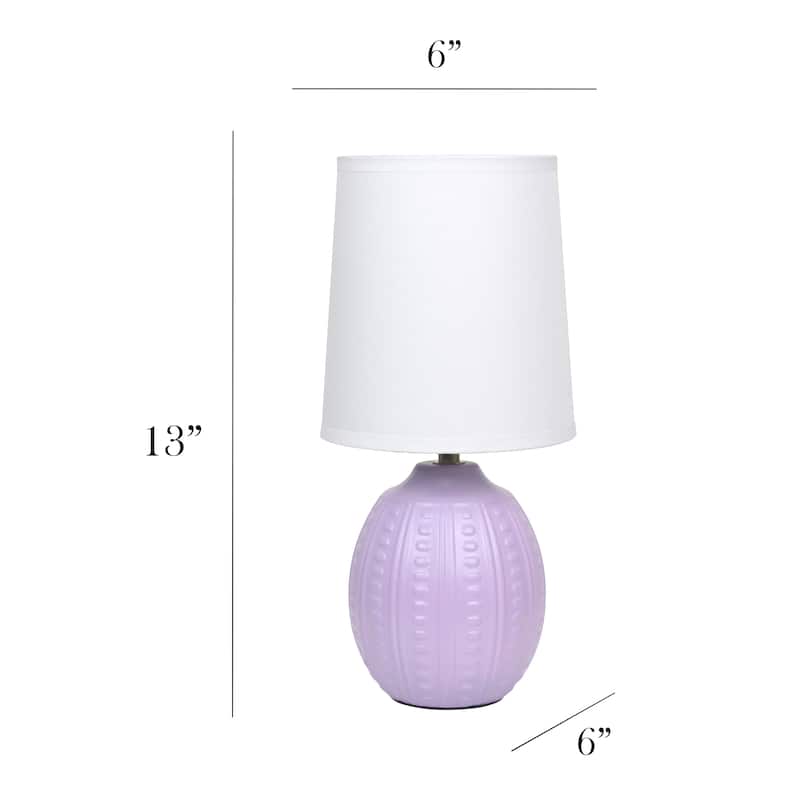Ceramic Oval Table Lamp with Fabric Shade for Bedroom, Living Room - 6 x 6 x 13 in. (L x W x H)