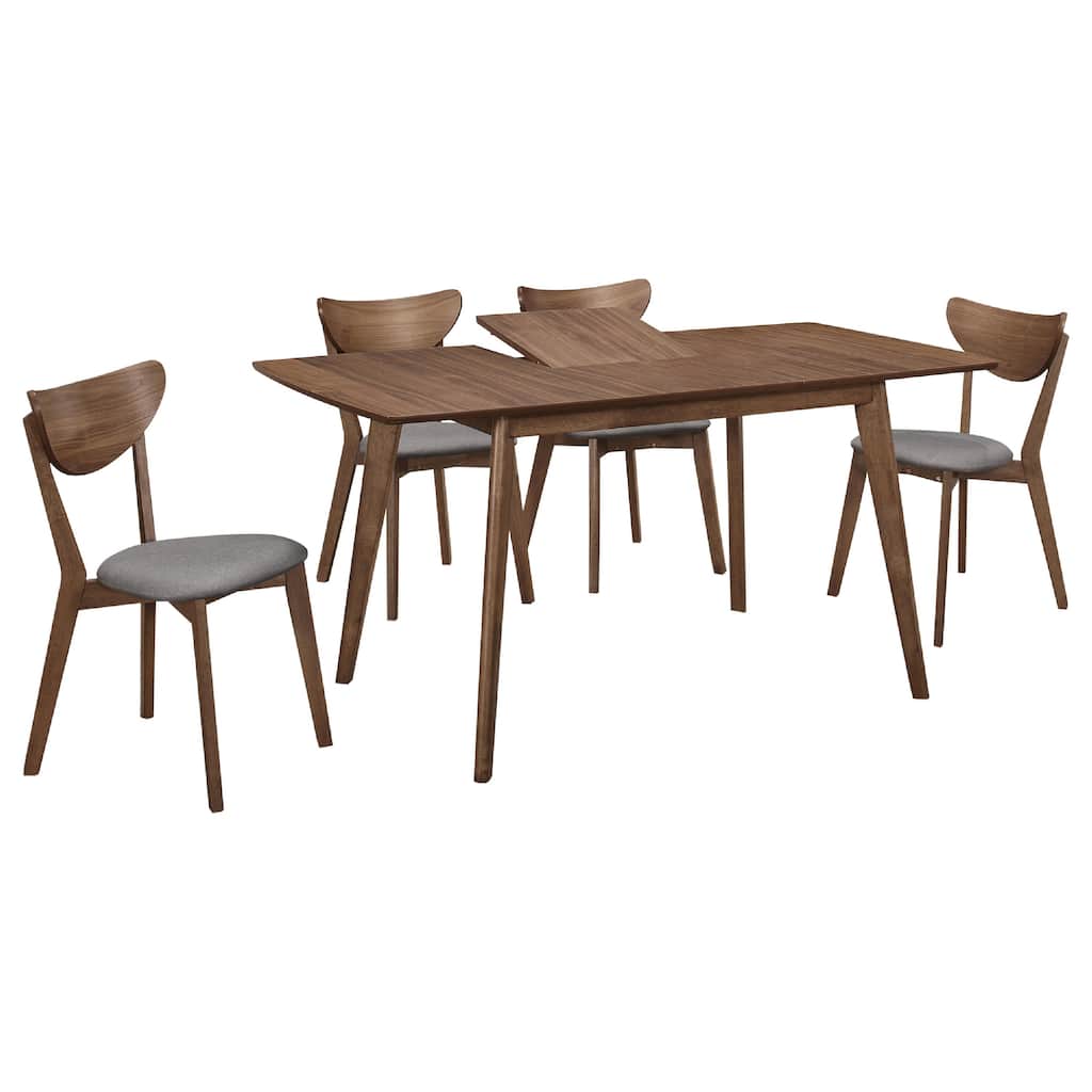 Relo 5pc Extendable Dining Table and 4 Chairs, Walnut Brown, Gray