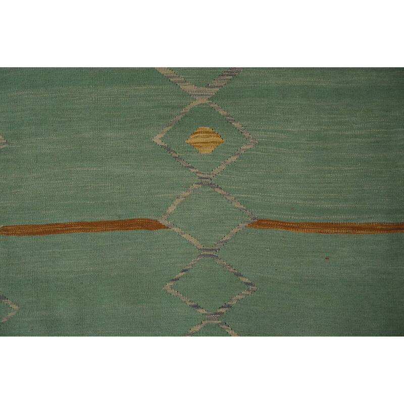 Hand Woven Oriental 100% Wool Carpet Southwestern Tribal Green Kilim Area Rug - 10' 4'' X 10' 0''