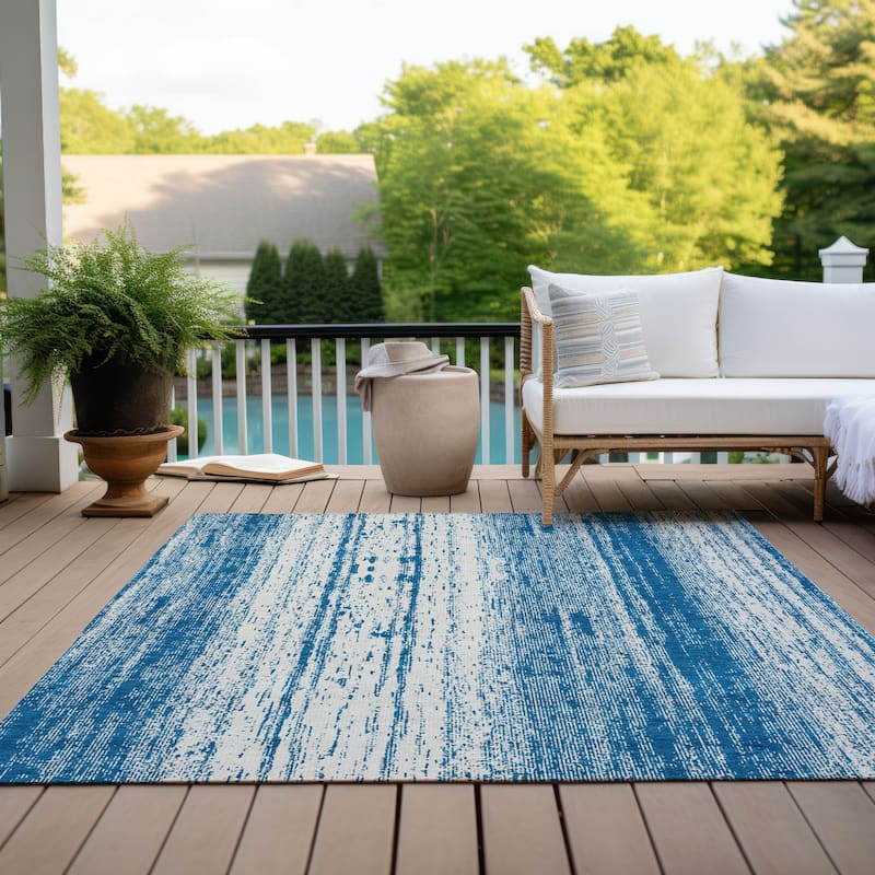 Machine Washable Indoor/ Outdoor Chantille Ombre Stripes Rug