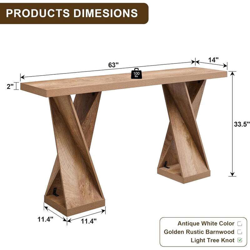 63" Modern Entryway Table, Twisted Console Table, Entry Table