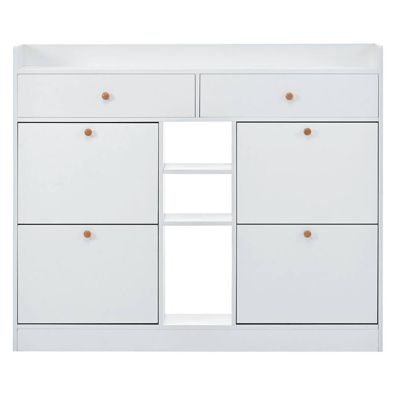 Entryway Shoe Storage Organizer with Hidden Flip Drawers, 2-Tier Design
