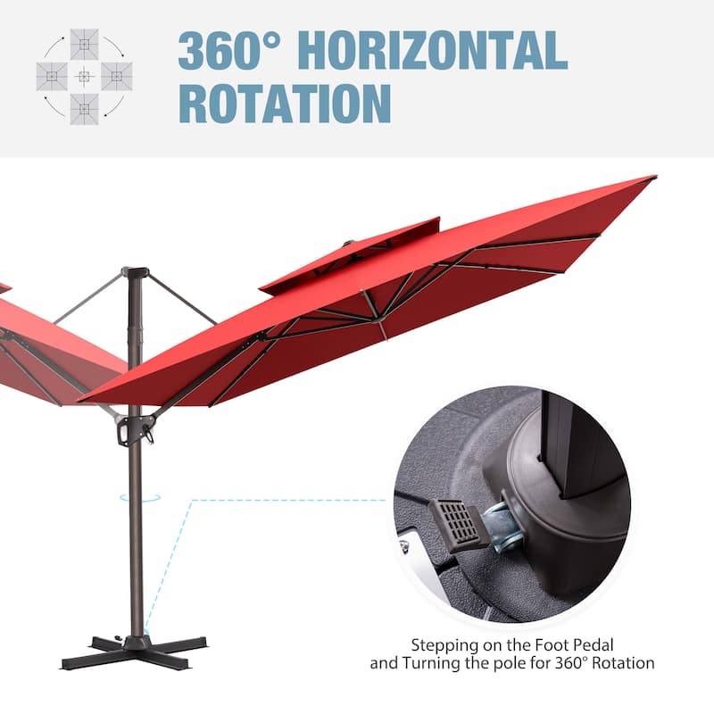 VredHom Offset Cantilever Patio Umbrella with 4-piece Fillable Base